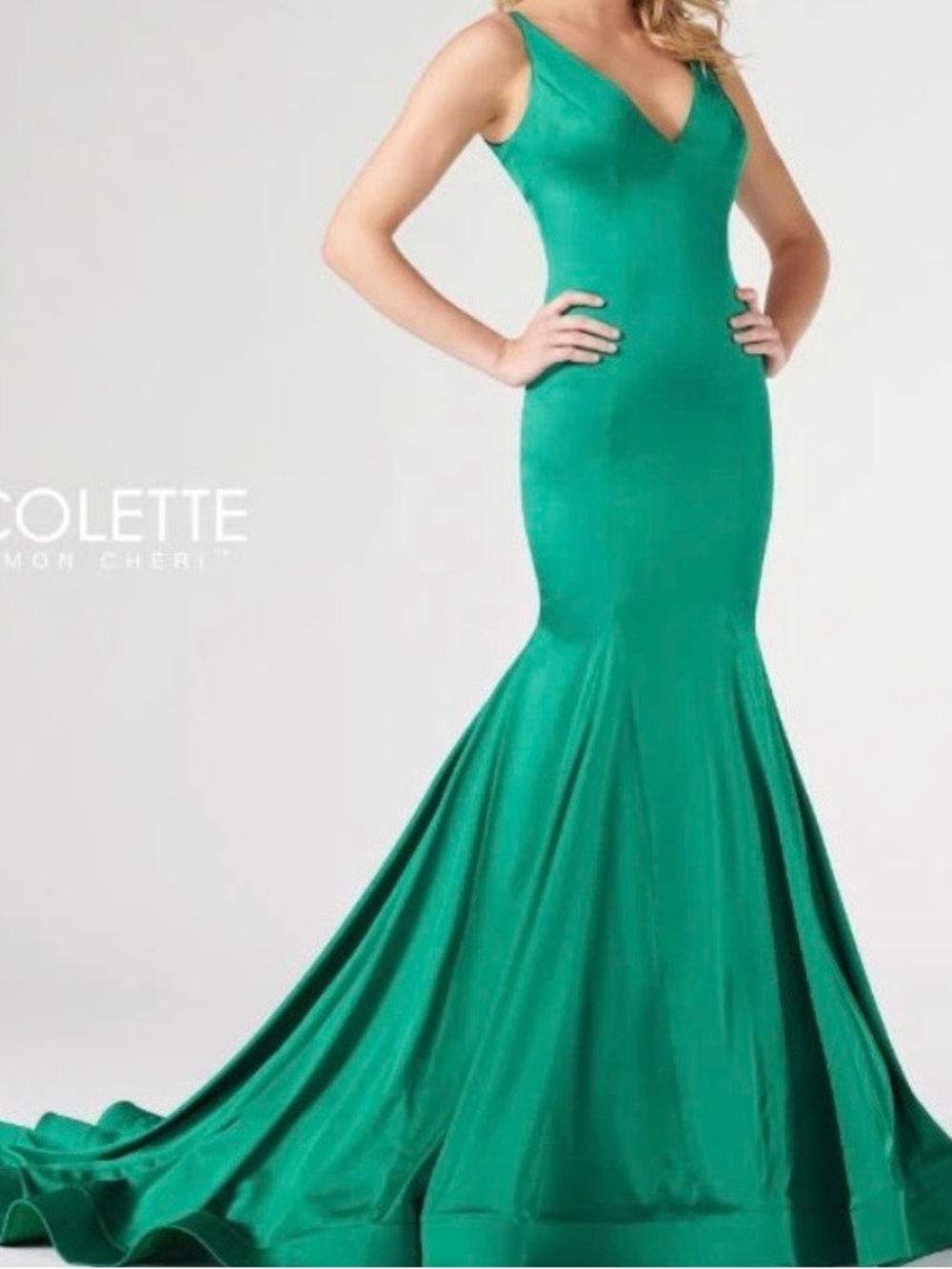 Mon Cheri Emerald Green Mermaid Prom Dress